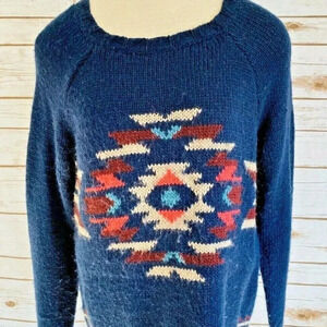 HOLLISTER Women Long Sleeve Pullover Crew Neck Blue Knit Sweater Size Medium